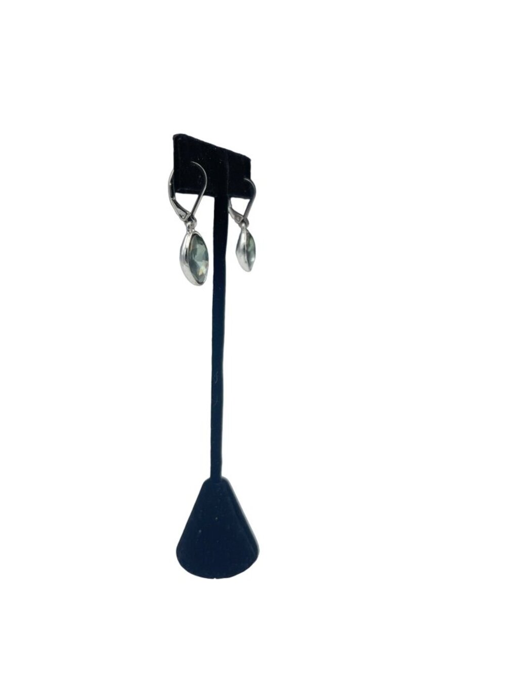 Sterling Silver Drop Earrings With Pale Green Faceted Stones Pre-Owned Elegant - Picture 4 of 6